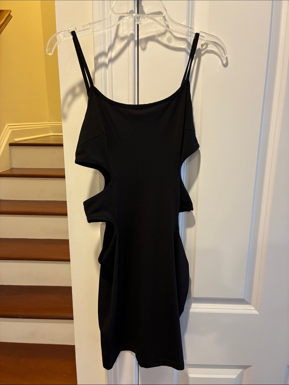 Just Quella Women’s Sz XXS Black Cutout Bodycon Mini Dress with Spaghetti Straps